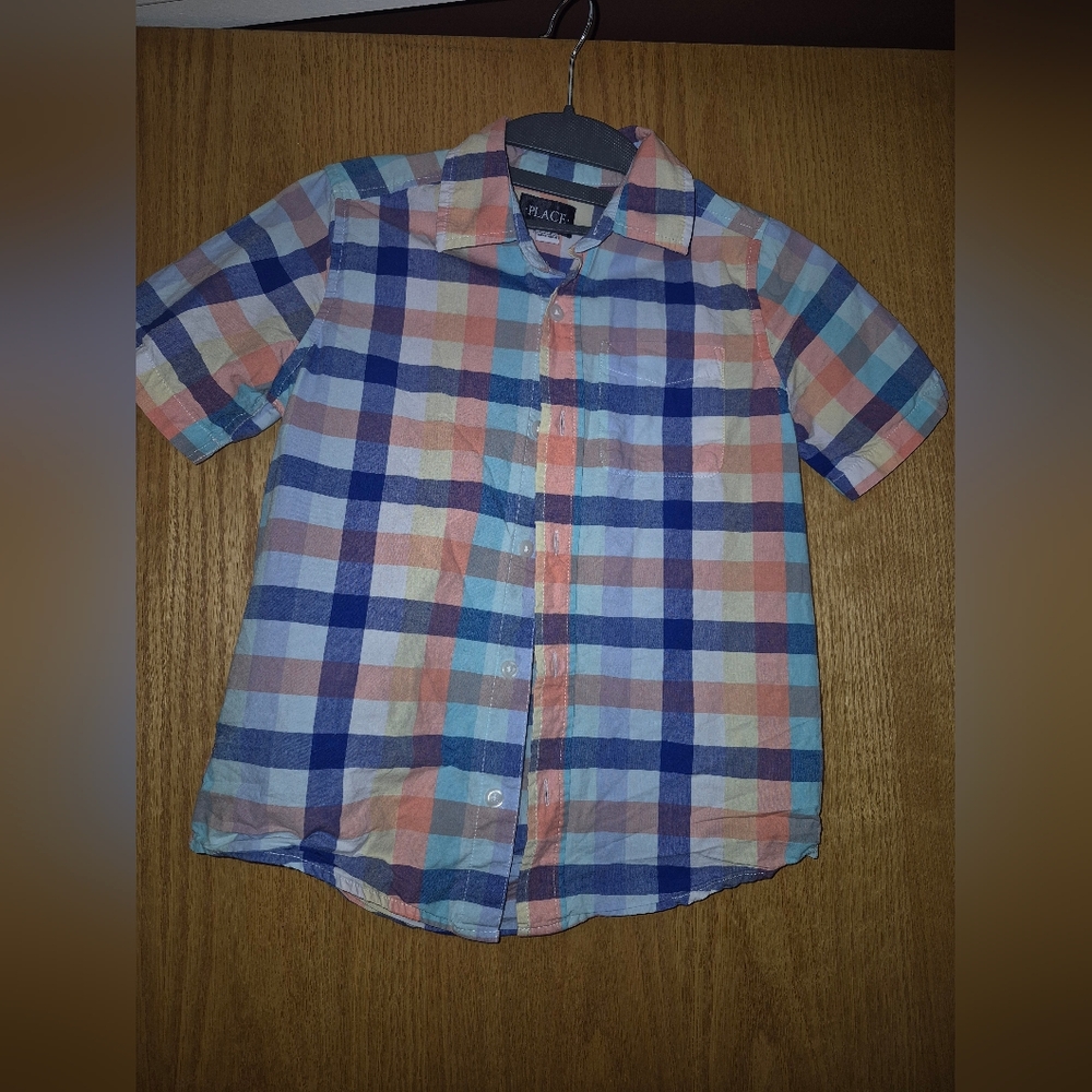 The Children's Place Colorful Plaid Button Down Shirt M 7/8